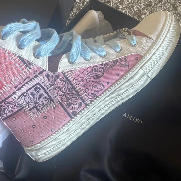 Amiri Pink Bandana Print With Blue Shoelace
